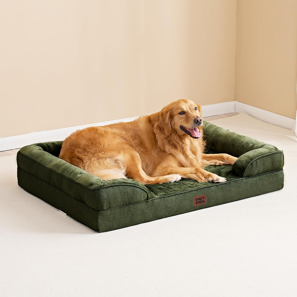 Orthopedic Extra Large Dog Bed, Waterproof Washable XL Pet Bed 44" | Non-Slip Bottom and Egg-Crate Polyurethane Foam Big Dog Couch Bed with Washable Removable Cover, Grey