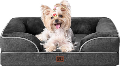 Orthopedic Extra Large Dog Bed, Waterproof Washable XL Pet Bed 44" | Non-Slip Bottom and Egg-Crate Polyurethane Foam Big Dog Couch Bed with Washable Removable Cover, Grey