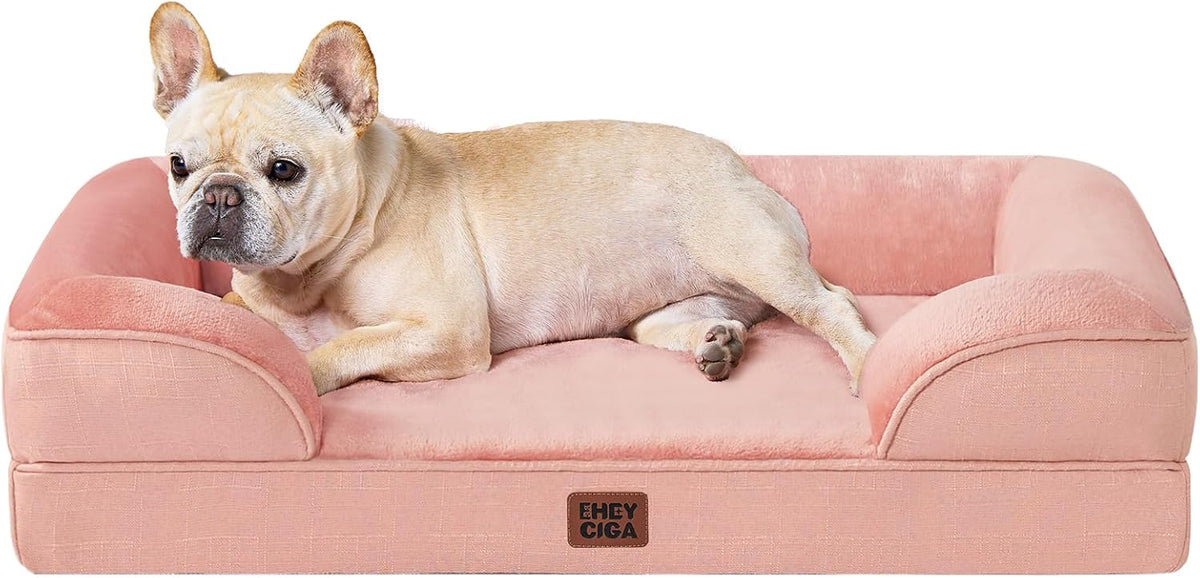 Orthopedic Extra Large Dog Bed, Waterproof Washable XL Pet Bed 44" | Non-Slip Bottom and Egg-Crate Polyurethane Foam Big Dog Couch Bed with Washable Removable Cover, Grey