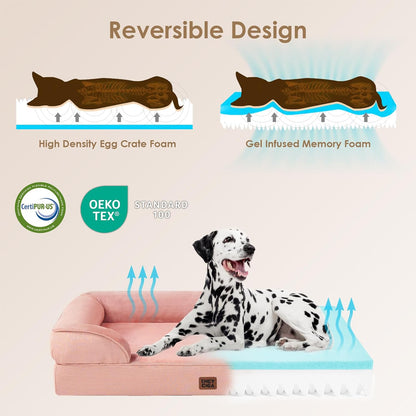 Orthopedic Extra Large Dog Bed, Waterproof Washable XL Pet Bed 44" | Non-Slip Bottom and Egg-Crate Polyurethane Foam Big Dog Couch Bed with Washable Removable Cover, Grey