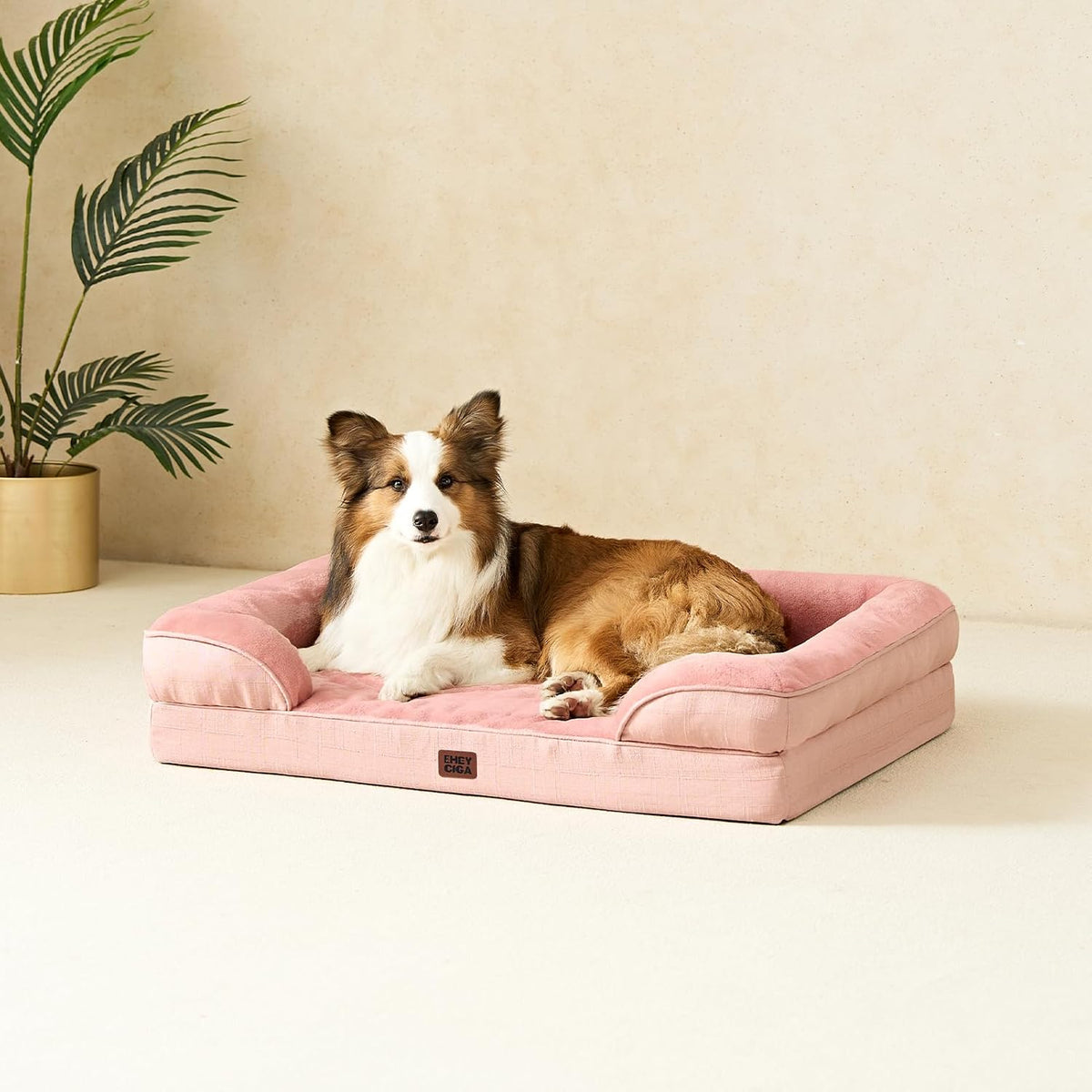 Orthopedic Extra Large Dog Bed, Waterproof Washable XL Pet Bed 44" | Non-Slip Bottom and Egg-Crate Polyurethane Foam Big Dog Couch Bed with Washable Removable Cover, Grey
