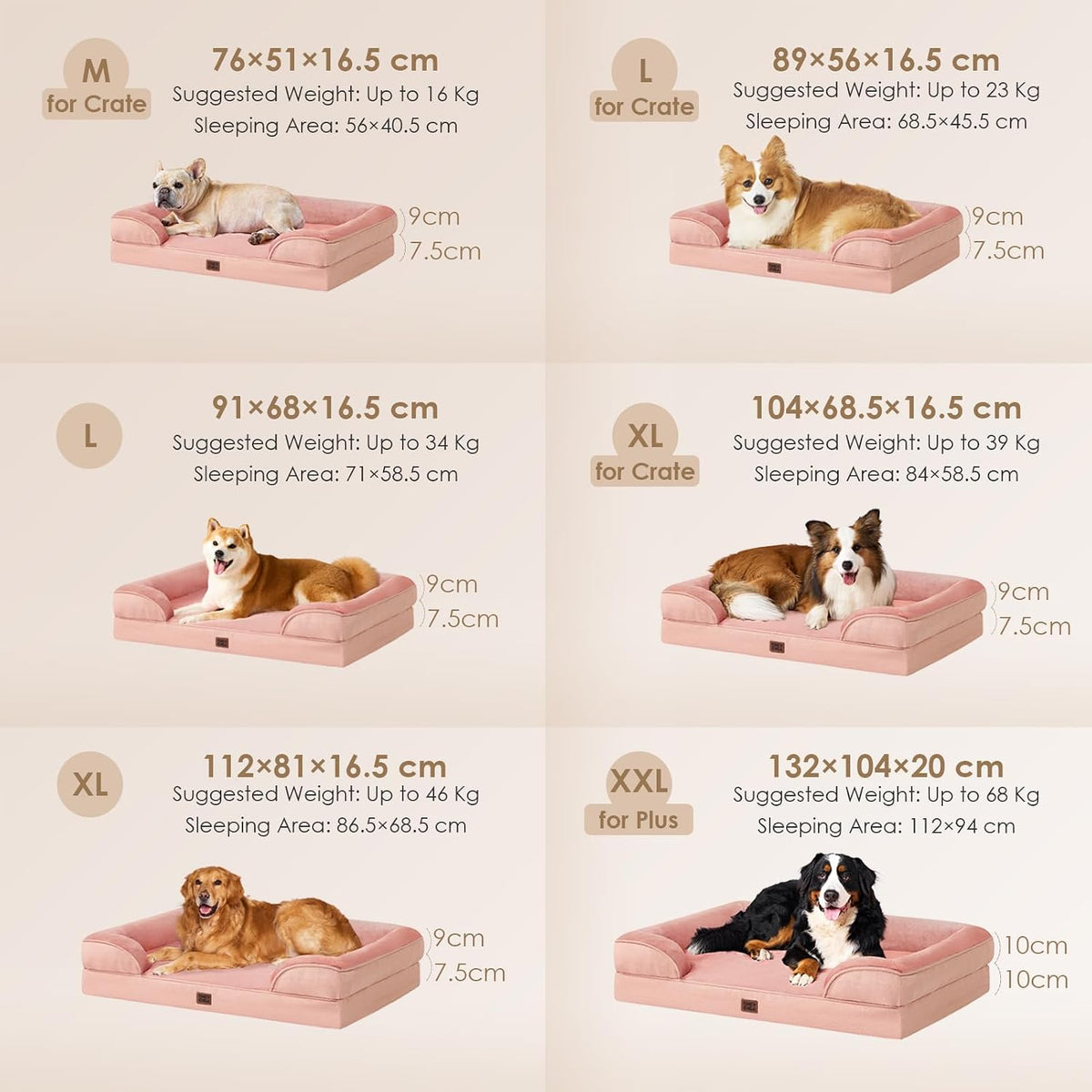 Orthopedic Extra Large Dog Bed, Waterproof Washable XL Pet Bed 44" | Non-Slip Bottom and Egg-Crate Polyurethane Foam Big Dog Couch Bed with Washable Removable Cover, Grey