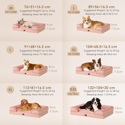 Orthopedic Extra Large Dog Bed, Waterproof Washable XL Pet Bed 44" | Non-Slip Bottom and Egg-Crate Polyurethane Foam Big Dog Couch Bed with Washable Removable Cover, Grey