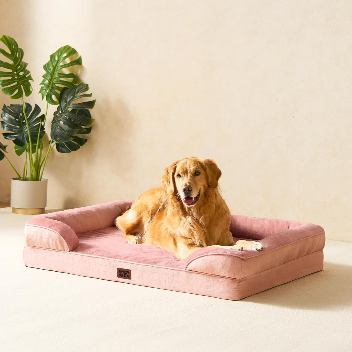 Orthopedic Extra Large Dog Bed, Waterproof Washable XL Pet Bed 44" | Non-Slip Bottom and Egg-Crate Polyurethane Foam Big Dog Couch Bed with Washable Removable Cover, Grey