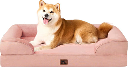 Orthopedic Extra Large Dog Bed, Waterproof Washable XL Pet Bed 44" | Non-Slip Bottom and Egg-Crate Polyurethane Foam Big Dog Couch Bed with Washable Removable Cover, Grey