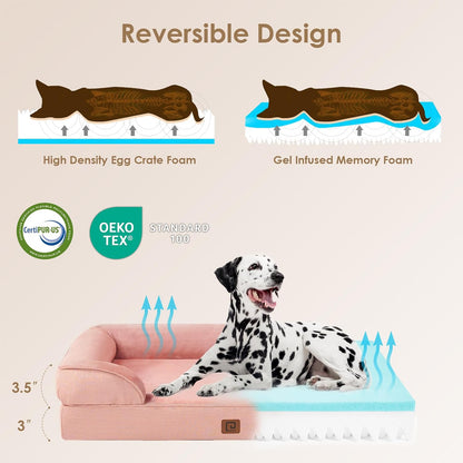 Orthopedic Extra Large Dog Bed, Waterproof Washable XL Pet Bed 44" | Non-Slip Bottom and Egg-Crate Polyurethane Foam Big Dog Couch Bed with Washable Removable Cover, Grey