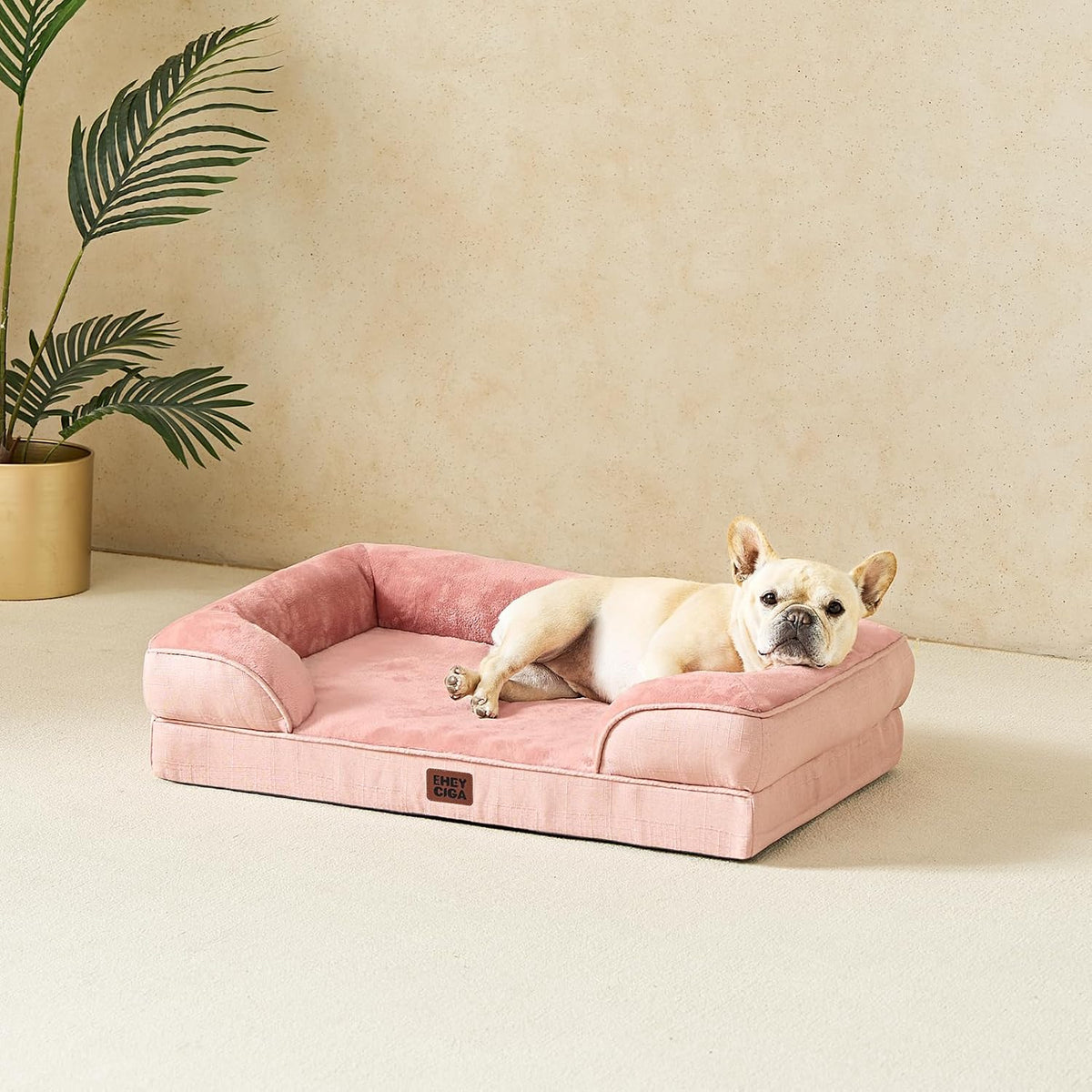 Orthopedic Extra Large Dog Bed, Waterproof Washable XL Pet Bed 44" | Non-Slip Bottom and Egg-Crate Polyurethane Foam Big Dog Couch Bed with Washable Removable Cover, Grey