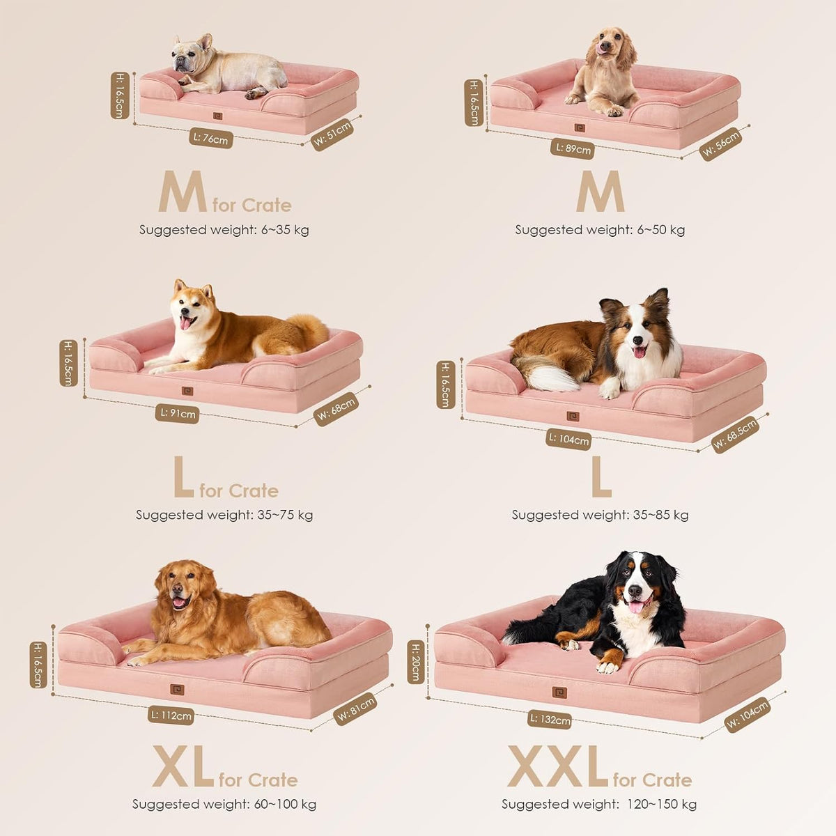 Orthopedic Extra Large Dog Bed, Waterproof Washable XL Pet Bed 44" | Non-Slip Bottom and Egg-Crate Polyurethane Foam Big Dog Couch Bed with Washable Removable Cover, Grey