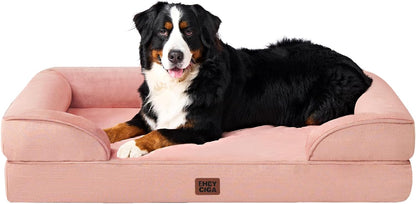 Orthopedic Extra Large Dog Bed, Waterproof Washable XL Pet Bed 44" | Non-Slip Bottom and Egg-Crate Polyurethane Foam Big Dog Couch Bed with Washable Removable Cover, Grey