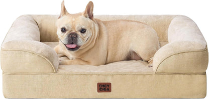 Orthopedic Extra Large Dog Bed, Waterproof Washable XL Pet Bed 44" | Non-Slip Bottom and Egg-Crate Polyurethane Foam Big Dog Couch Bed with Washable Removable Cover, Grey