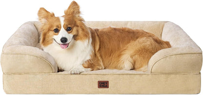 Orthopedic Extra Large Dog Bed, Waterproof Washable XL Pet Bed 44" | Non-Slip Bottom and Egg-Crate Polyurethane Foam Big Dog Couch Bed with Washable Removable Cover, Grey