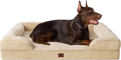 Orthopedic Extra Large Dog Bed, Waterproof Washable XL Pet Bed 44" | Non-Slip Bottom and Egg-Crate Polyurethane Foam Big Dog Couch Bed with Washable Removable Cover, Grey