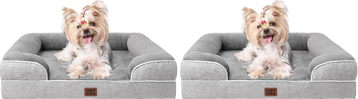 Orthopedic Extra Large Dog Bed, Waterproof Washable XL Pet Bed 44" | Non-Slip Bottom and Egg-Crate Polyurethane Foam Big Dog Couch Bed with Washable Removable Cover, Grey