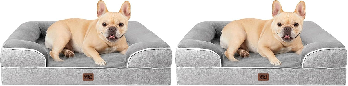 Orthopedic Extra Large Dog Bed, Waterproof Washable XL Pet Bed 44" | Non-Slip Bottom and Egg-Crate Polyurethane Foam Big Dog Couch Bed with Washable Removable Cover, Grey