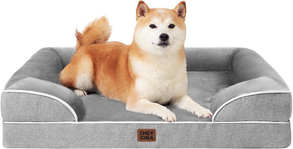 Orthopedic Extra Large Dog Bed, Waterproof Washable XL Pet Bed 44" | Non-Slip Bottom and Egg-Crate Polyurethane Foam Big Dog Couch Bed with Washable Removable Cover, Grey