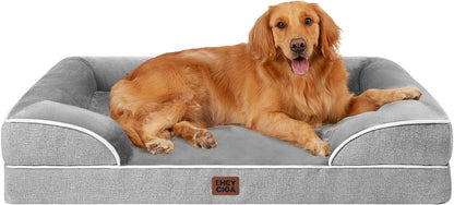 Orthopedic Extra Large Dog Bed, Waterproof Washable XL Pet Bed 44" | Non-Slip Bottom and Egg-Crate Polyurethane Foam Big Dog Couch Bed with Washable Removable Cover, Grey