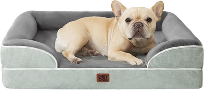 Orthopedic Extra Large Dog Bed, Waterproof Washable XL Pet Bed 44" | Non-Slip Bottom and Egg-Crate Polyurethane Foam Big Dog Couch Bed with Washable Removable Cover, Grey