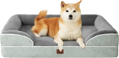 Orthopedic Extra Large Dog Bed, Waterproof Washable XL Pet Bed 44" | Non-Slip Bottom and Egg-Crate Polyurethane Foam Big Dog Couch Bed with Washable Removable Cover, Grey