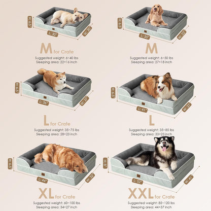 Orthopedic Extra Large Dog Bed, Waterproof Washable XL Pet Bed 44" | Non-Slip Bottom and Egg-Crate Polyurethane Foam Big Dog Couch Bed with Washable Removable Cover, Grey