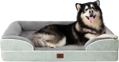 Orthopedic Extra Large Dog Bed, Waterproof Washable XL Pet Bed 44" | Non-Slip Bottom and Egg-Crate Polyurethane Foam Big Dog Couch Bed with Washable Removable Cover, Grey