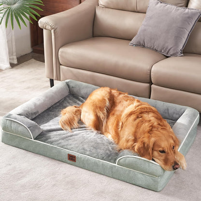 Orthopedic Extra Large Dog Bed, Waterproof Washable XL Pet Bed 44" | Non-Slip Bottom and Egg-Crate Polyurethane Foam Big Dog Couch Bed with Washable Removable Cover, Grey