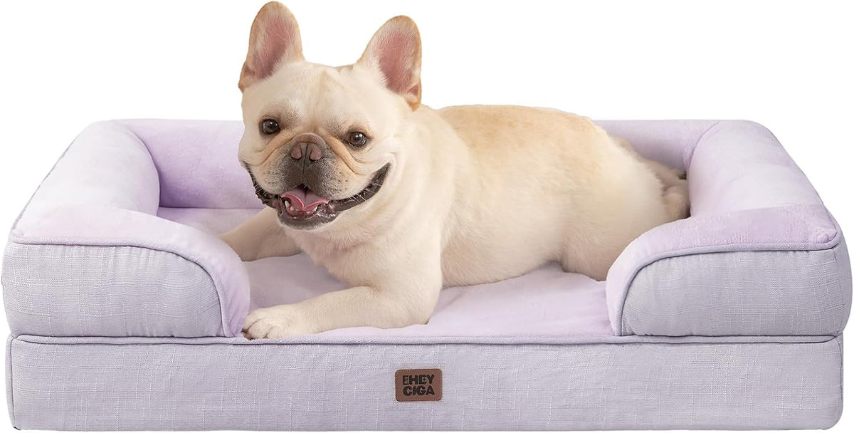 Orthopedic Extra Large Dog Bed, Waterproof Washable XL Pet Bed 44" | Non-Slip Bottom and Egg-Crate Polyurethane Foam Big Dog Couch Bed with Washable Removable Cover, Grey