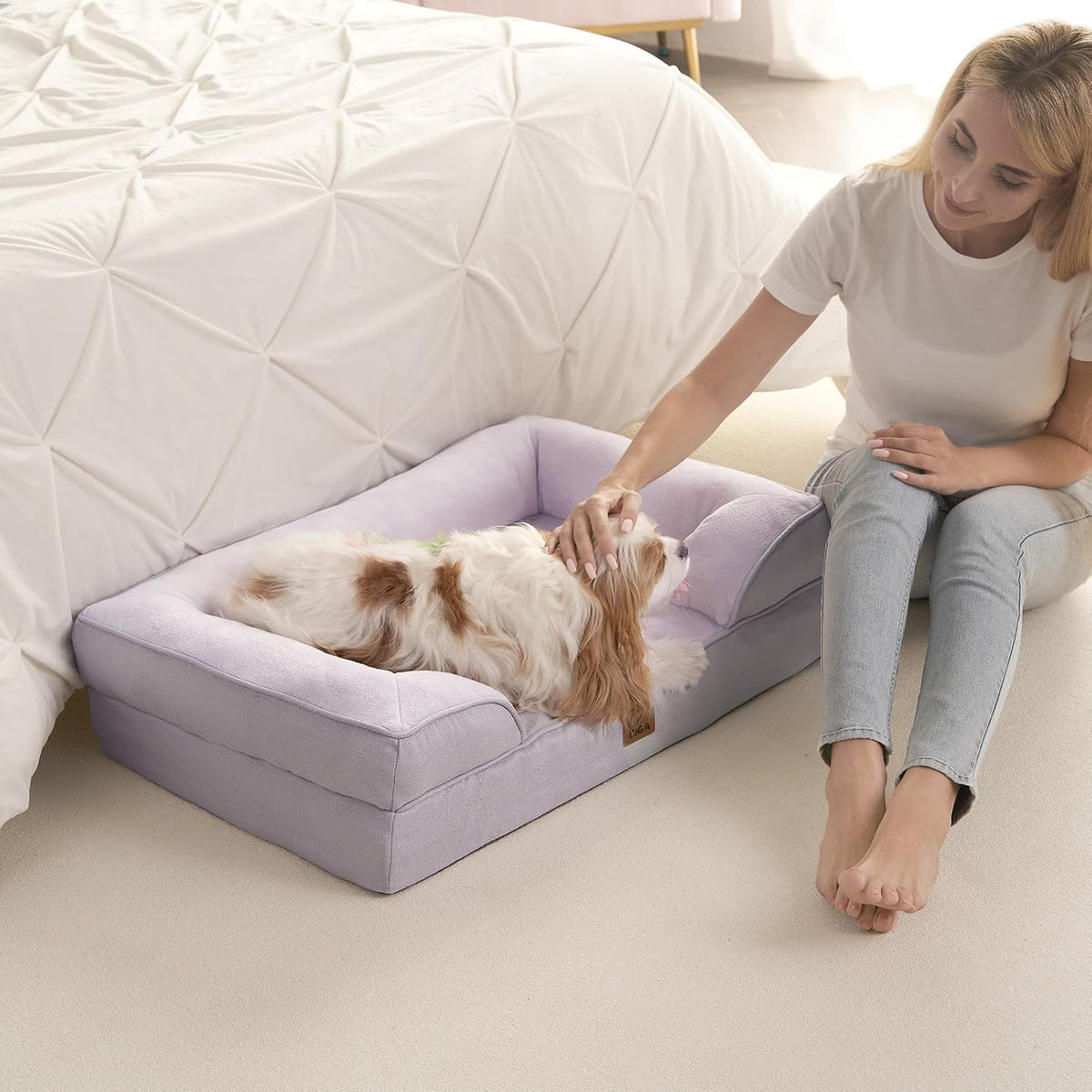 Orthopedic Extra Large Dog Bed, Waterproof Washable XL Pet Bed 44" | Non-Slip Bottom and Egg-Crate Polyurethane Foam Big Dog Couch Bed with Washable Removable Cover, Grey