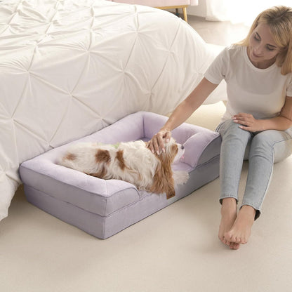 Orthopedic Extra Large Dog Bed, Waterproof Washable XL Pet Bed 44" | Non-Slip Bottom and Egg-Crate Polyurethane Foam Big Dog Couch Bed with Washable Removable Cover, Grey