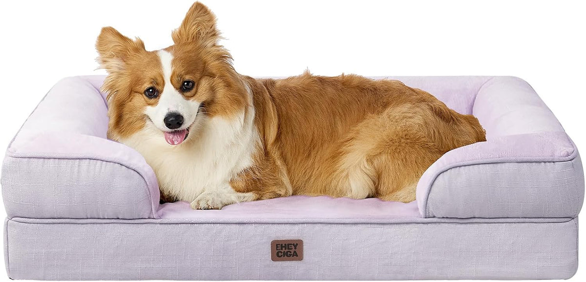 Orthopedic Extra Large Dog Bed, Waterproof Washable XL Pet Bed 44" | Non-Slip Bottom and Egg-Crate Polyurethane Foam Big Dog Couch Bed with Washable Removable Cover, Grey