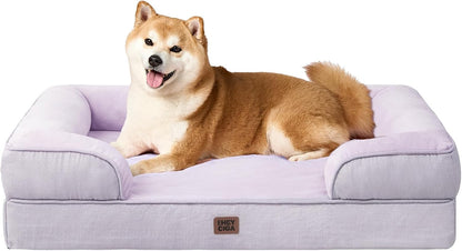 Orthopedic Extra Large Dog Bed, Waterproof Washable XL Pet Bed 44" | Non-Slip Bottom and Egg-Crate Polyurethane Foam Big Dog Couch Bed with Washable Removable Cover, Grey