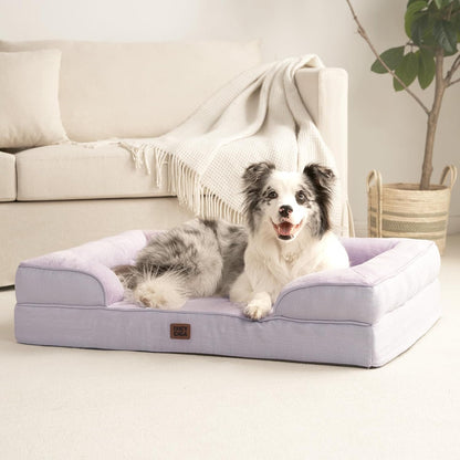 Orthopedic Extra Large Dog Bed, Waterproof Washable XL Pet Bed 44" | Non-Slip Bottom and Egg-Crate Polyurethane Foam Big Dog Couch Bed with Washable Removable Cover, Grey