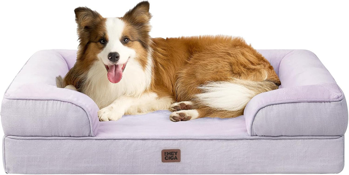 Orthopedic Extra Large Dog Bed, Waterproof Washable XL Pet Bed 44" | Non-Slip Bottom and Egg-Crate Polyurethane Foam Big Dog Couch Bed with Washable Removable Cover, Grey