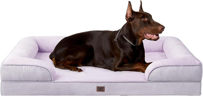 Orthopedic Extra Large Dog Bed, Waterproof Washable XL Pet Bed 44" | Non-Slip Bottom and Egg-Crate Polyurethane Foam Big Dog Couch Bed with Washable Removable Cover, Grey
