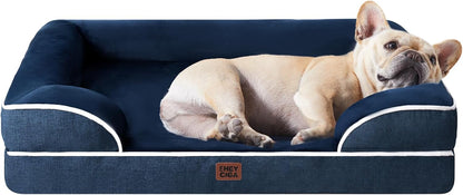Orthopedic Extra Large Dog Bed, Waterproof Washable XL Pet Bed 44" | Non-Slip Bottom and Egg-Crate Polyurethane Foam Big Dog Couch Bed with Washable Removable Cover, Grey
