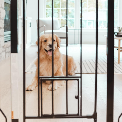 Carlson 29.5–36.5” Extra Wide Dog Gate with Small Pet Door, Walk-Through Pressure Mounted Metal Indoor Pet Safety Gate, Tested and Trusted by Pet Parents, American Designed, American Owned