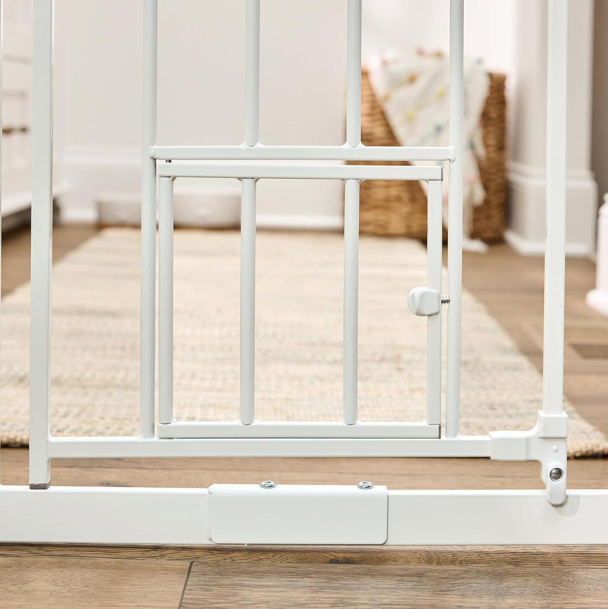 Carlson 29.5–36.5” Extra Wide Dog Gate with Small Pet Door, Walk-Through Pressure Mounted Metal Indoor Pet Safety Gate, Tested and Trusted by Pet Parents, American Designed, American Owned
