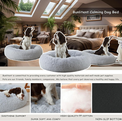 39 inch Calming Dog Bed, Donut Dog Bed for Large Sized Dog, Grey