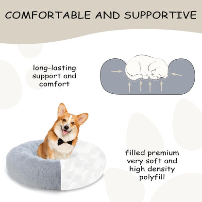 39 inch Calming Dog Bed, Donut Dog Bed for Large Sized Dog, Grey