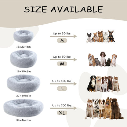 39 inch Calming Dog Bed, Donut Dog Bed for Large Sized Dog, Grey