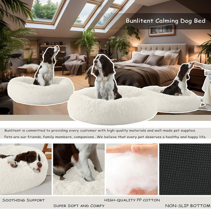39 inch Calming Dog Bed, Donut Dog Bed for Large Sized Dog, Grey
