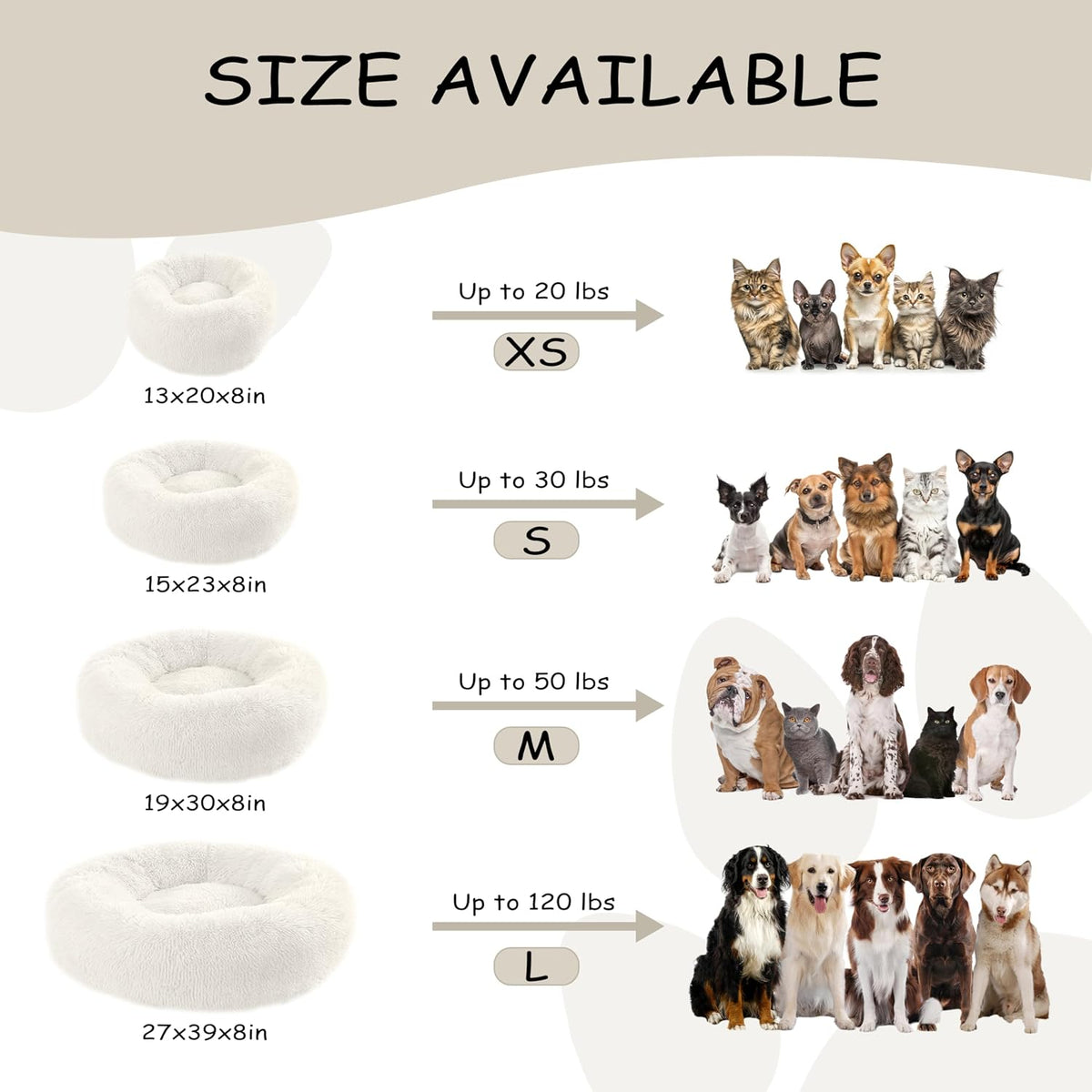 39 inch Calming Dog Bed, Donut Dog Bed for Large Sized Dog, Grey