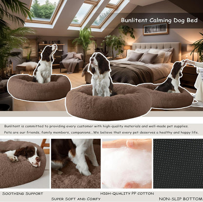 39 inch Calming Dog Bed, Donut Dog Bed for Large Sized Dog, Grey