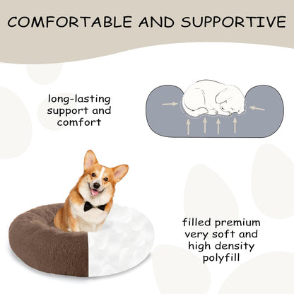 39 inch Calming Dog Bed, Donut Dog Bed for Large Sized Dog, Grey
