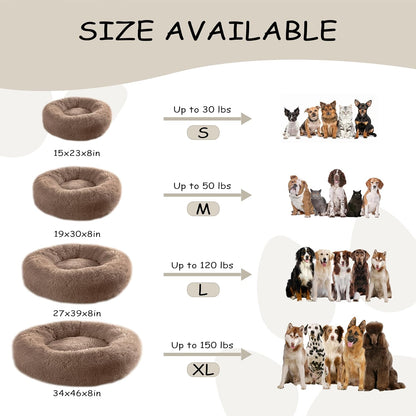 39 inch Calming Dog Bed, Donut Dog Bed for Large Sized Dog, Grey