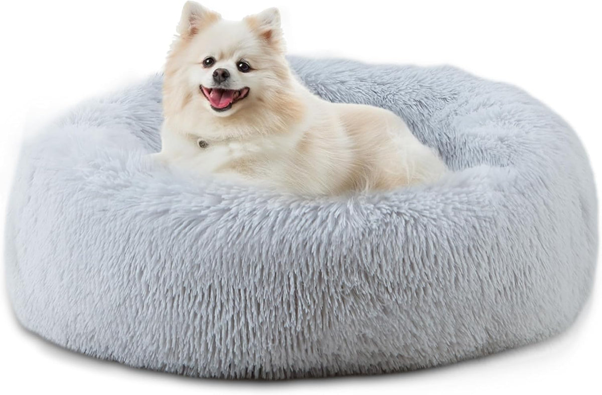39 inch Calming Dog Bed, Donut Dog Bed for Large Sized Dog, Grey