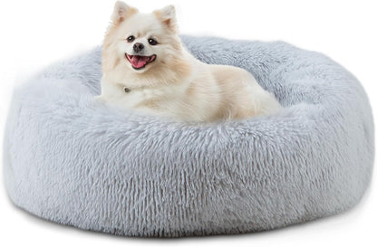 39 inch Calming Dog Bed, Donut Dog Bed for Large Sized Dog, Grey
