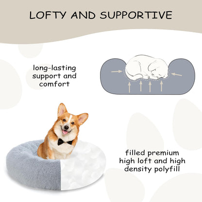 39 inch Calming Dog Bed, Donut Dog Bed for Large Sized Dog, Grey
