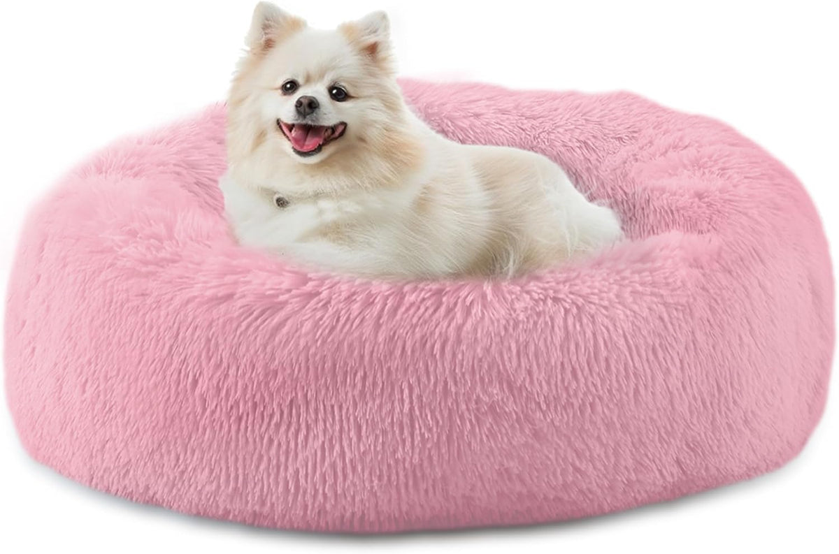 39 inch Calming Dog Bed, Donut Dog Bed for Large Sized Dog, Grey