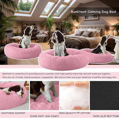 39 inch Calming Dog Bed, Donut Dog Bed for Large Sized Dog, Grey