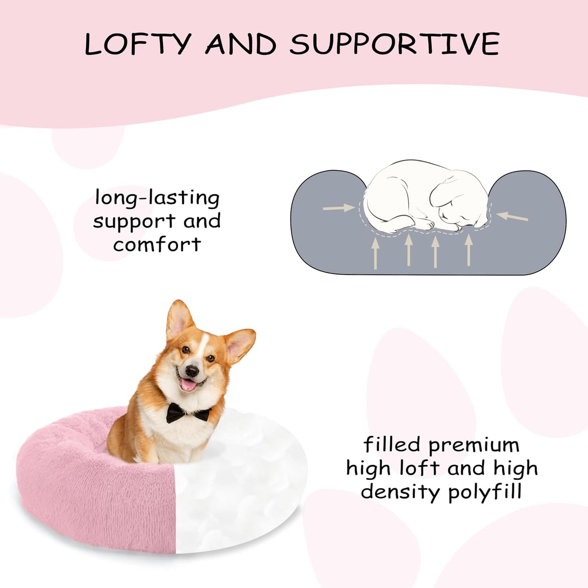 39 inch Calming Dog Bed, Donut Dog Bed for Large Sized Dog, Grey